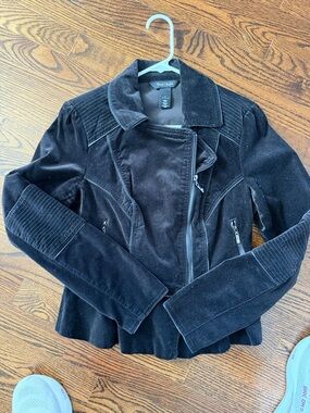White House Black Market Black Velvet Moto Jacket